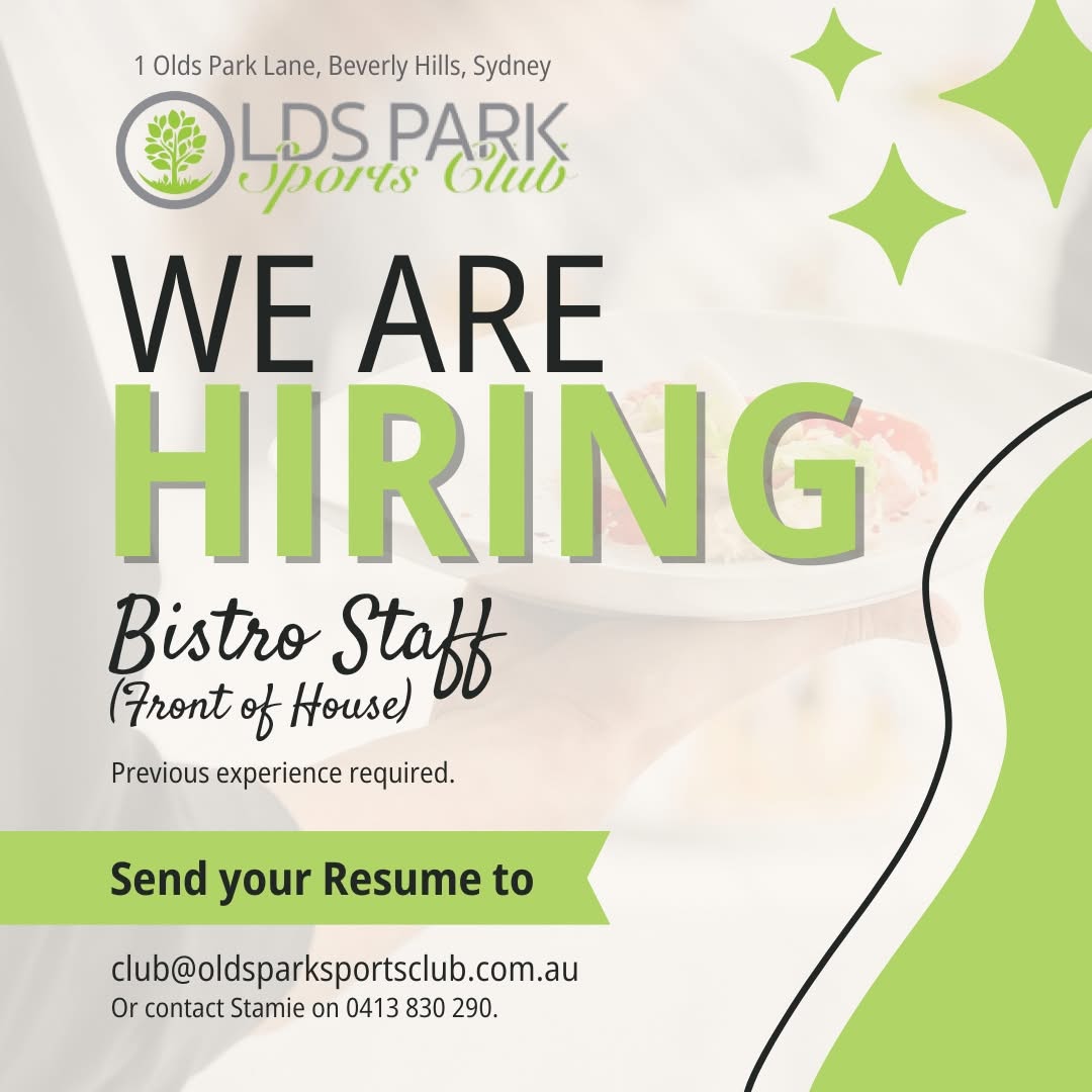 Featured image for “Join the Team at Pauly’s Bistro: Front of House Staff Wanted at Olds Park Sports Club”