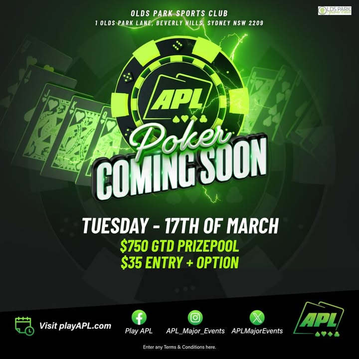 Featured image for “Poker Night Starts 17th March at Olds Park Sports Club”