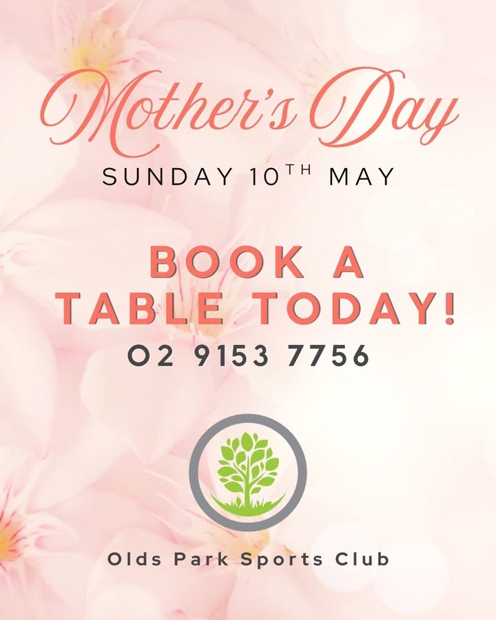 Featured image for “Mother’s Day Dining at Olds Park Sports Club – Book Now”