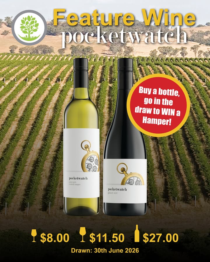 Featured image for “Win a Hamper with Pocketwatch Wines at Olds Park Sports Club”